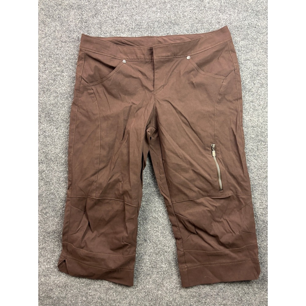 Athleta Cropped Hiking Pants Women 6 Brown Capri Outdoor Zip Pocket Lightweight